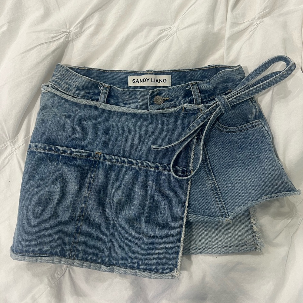 Sandy Liang Blue Denim Wrap Skirt